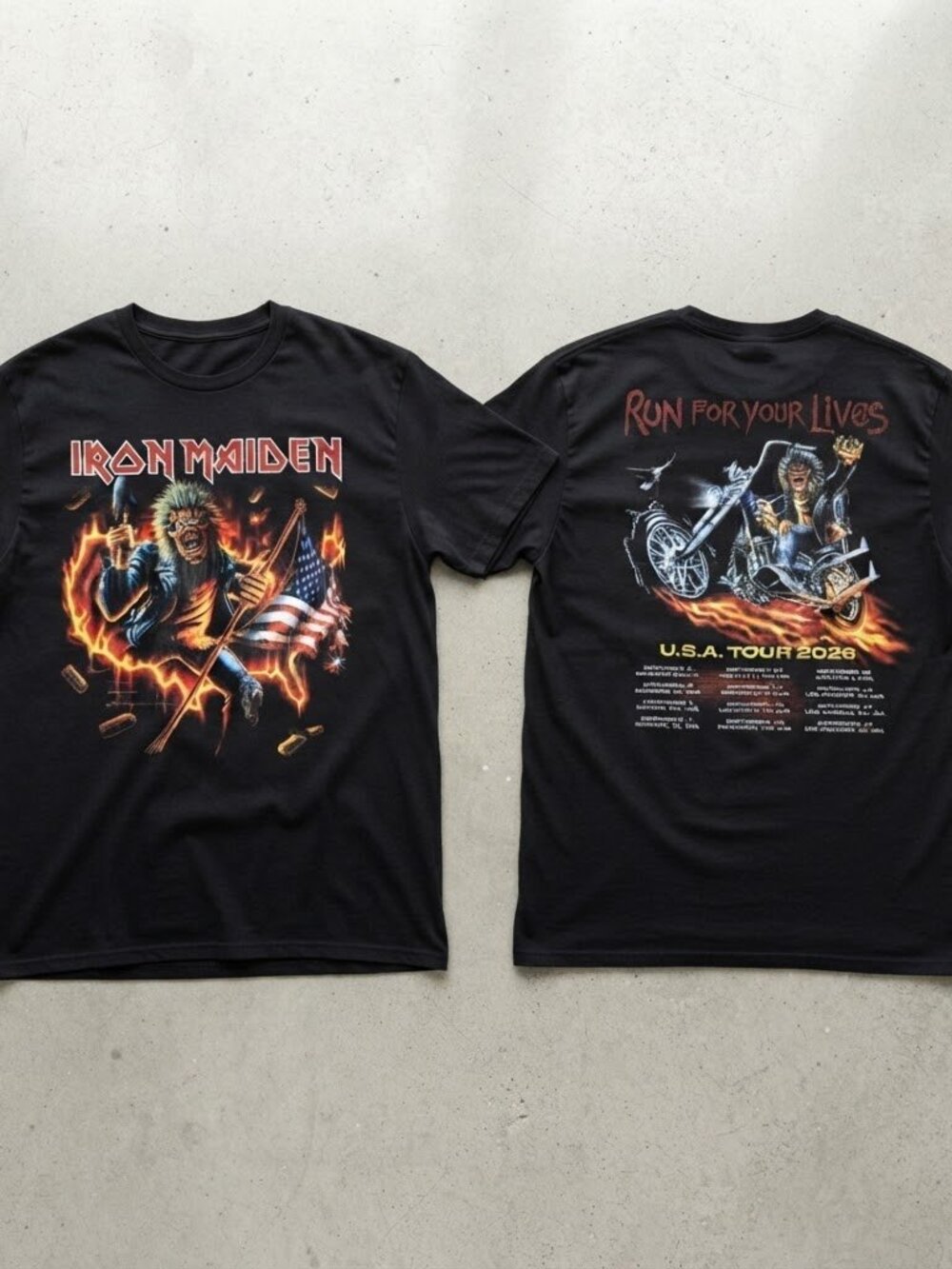 Iron Maiden Run For Your Lives USA Tour 2026 Black T-Shirt S-4XL